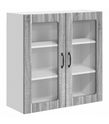 vidaXL Wall Glass Cabinet LUCCA Grey Sonoma 80 x 31 x 80 cm — Model: 1x wall glass cabinet (2 doors)