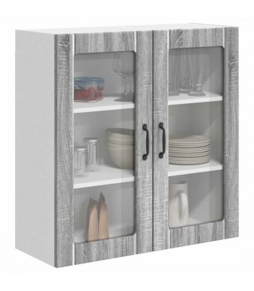 vidaXL Wall Glass Cabinet LUCCA Grey Sonoma 80 x 31 x 80 cm — Model: 1x wall glass cabinet (2 doors)