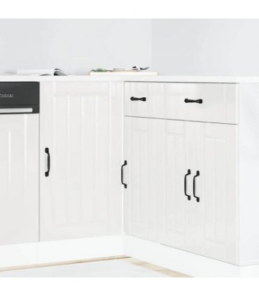vidaXL Kitchen Base Cabinet "Lucca" H — Colour: concrete grey, Size: 86 x 46 x 81.5 cm, Model: 1x corner bottom cabinet (1 door)