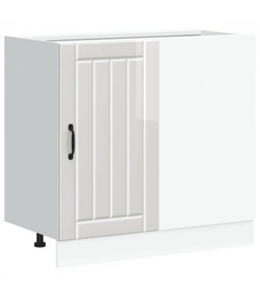 vidaXL Kitchen Base Cabinet "Lucca" H — Colour: concrete grey, Size: 86 x 46 x 81.5 cm, Model: 1x corner bottom cabinet (1 door)