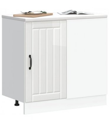 vidaXL Kitchen Base Cabinet "Lucca" H — Colour: concrete grey, Size: 86 x 46 x 81.5 cm, Model: 1x corner bottom cabinet (1 door)