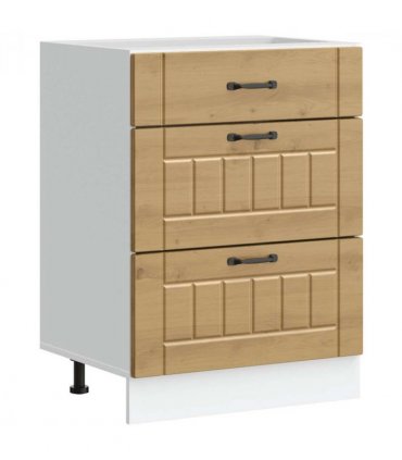 vidaXL Kitchen Base Cabinet Lucca Artisan Oak Engineered Wood — Size: 60 x 46 x 81.5 cm, Model: 1x bottom cabinet (3 drawers)