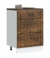 vidaXL Kitchen Base Cabinet Lucca Smoked Oak Engineered Wood — Size: 60 x 46 x 81.5 cm, Model: 1x bottom cabinet (3 drawers)