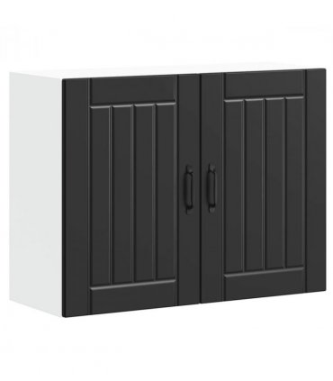 vidaXL Kitchen Wall Cabinet Lucca Black Engineered Wood — Size: 80 x 31 x 60 cm, Model: 1x wall cabinet (2 doors)