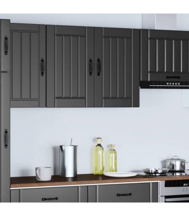 vidaXL Kitchen Wall Cabinet Lucca Black Engineered Wood — Size: 80 x 31 x 60 cm, Model: 1x wall cabinet (2 doors)
