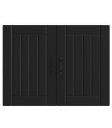 vidaXL Kitchen Wall Cabinet Lucca Black Engineered Wood — Size: 80 x 31 x 60 cm, Model: 1x wall cabinet (2 doors)