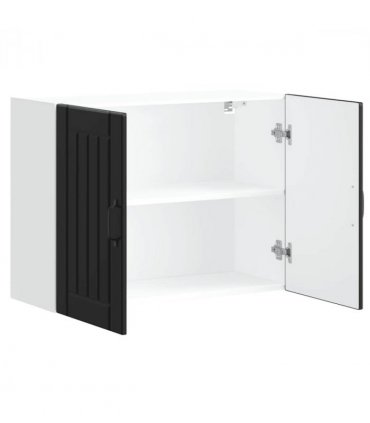 vidaXL Kitchen Wall Cabinet Lucca Black Engineered Wood — Size: 80 x 31 x 60 cm, Model: 1x wall cabinet (2 doors)