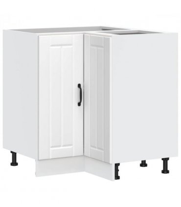 vidaXL Kitchen Corner Base Cabinet Lucca White Engineer — Size: 75.5 x 75.5 x 81.5 cm, Model: 1x corner bottom cabinet (2 doors)