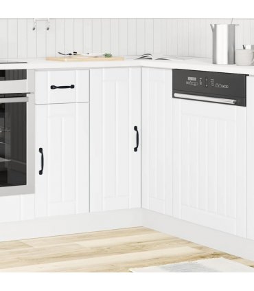 vidaXL Kitchen Corner Base Cabinet Lucca White Engineer — Size: 75.5 x 75.5 x 81.5 cm, Model: 1x corner bottom cabinet (2 doors)