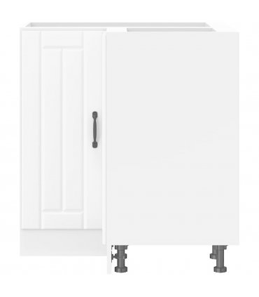 vidaXL Kitchen Corner Base Cabinet Lucca White Engineer — Size: 75.5 x 75.5 x 81.5 cm, Model: 1x corner bottom cabinet (2 doors)