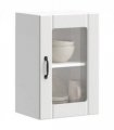 vidaXL Kitchen Wall Cabinet with Glass Door Lucca White — Size: 40 x 31 x 60 cm, Model: 1x wall glass cabinet (1 door)