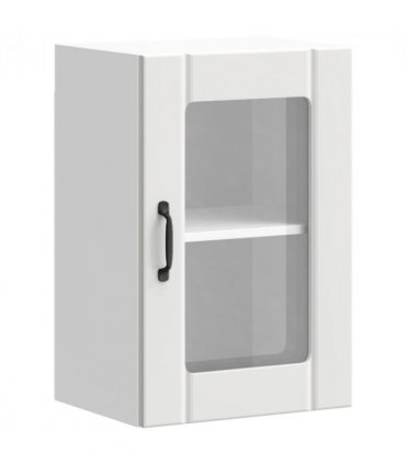 vidaXL Kitchen Wall Cabinet with Glass Door Lucca White — Size: 40 x 31 x 60 cm, Model: 1x wall glass cabinet (1 door)