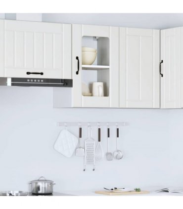 vidaXL Kitchen Wall Cabinet with Glass Door Lucca White — Size: 40 x 31 x 60 cm, Model: 1x wall glass cabinet (1 door)