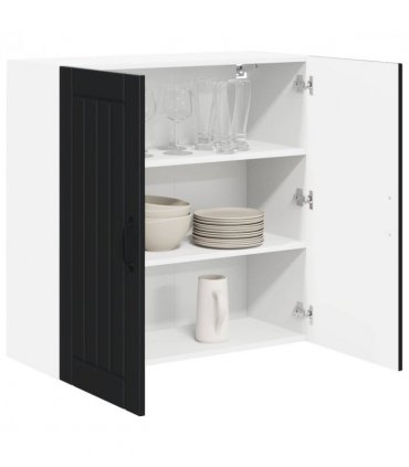 vidaXL Wall Cabinet LUCCA Black 80 x 31 x 80 cm Engineered Wood — Model: 1x wall cabinet (2 doors)