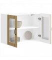 vidaXL Kitchen Wall Cabinet with Glass Door Lucca Sonoma Oak Eng — Size: 80 x 31 x 60 cm, Model: 1x wall glass cabinet (2 doors)