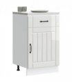 vidaXL Kitchen Base Cabinet Lucca High Gloss White Enginee — Size: 50 x 46 x 81.5 cm, Model: 1x bottom cabinet (1 door 1 drawer)