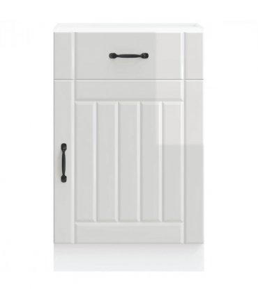vidaXL Kitchen Base Cabinet Lucca High Gloss White Enginee — Size: 50 x 46 x 81.5 cm, Model: 1x bottom cabinet (1 door 1 drawer)