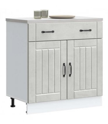 vidaXL Kitchen Base Cabinet Lucca Concrete Grey Engineere — Size: 80 x 46 x 81.5 cm, Model: 1x bottom cabinet (2 doors 1 drawer)