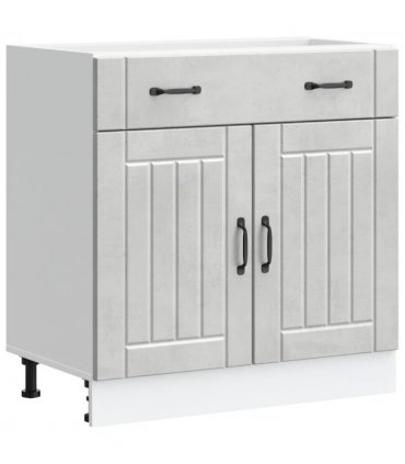 vidaXL Kitchen Base Cabinet Lucca Concrete Grey Engineere — Size: 80 x 46 x 81.5 cm, Model: 1x bottom cabinet (2 doors 1 drawer)