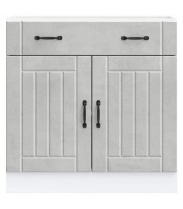 vidaXL Kitchen Base Cabinet Lucca Concrete Grey Engineere — Size: 80 x 46 x 81.5 cm, Model: 1x bottom cabinet (2 doors 1 drawer)