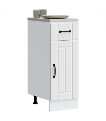vidaXL Kitchen Base Cabinet Lucca White Engineered Wood — Size: 30 x 46 x 81.5 cm, Model: 1x bottom cabinet (1 door 1 drawer)