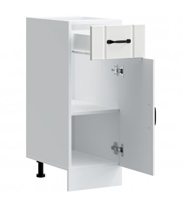 vidaXL Kitchen Base Cabinet Lucca White Engineered Wood — Size: 30 x 46 x 81.5 cm, Model: 1x bottom cabinet (1 door 1 drawer)