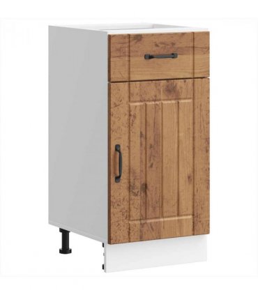 vidaXL Kitchen Base Cabinet Lucca Old Wood Engineered Wood — Size: 40 x 46 x 81.5 cm, Model: 1x bottom cabinet (1 door 1 drawer)