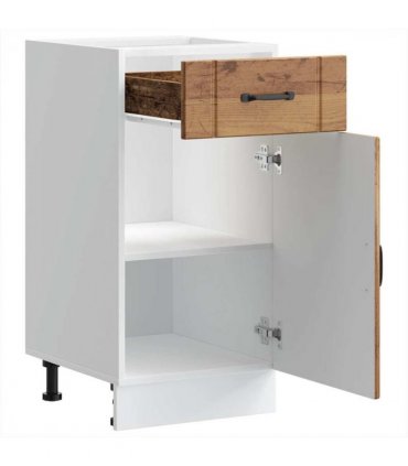 vidaXL Kitchen Base Cabinet Lucca Old Wood Engineered Wood — Size: 40 x 46 x 81.5 cm, Model: 1x bottom cabinet (1 door 1 drawer)