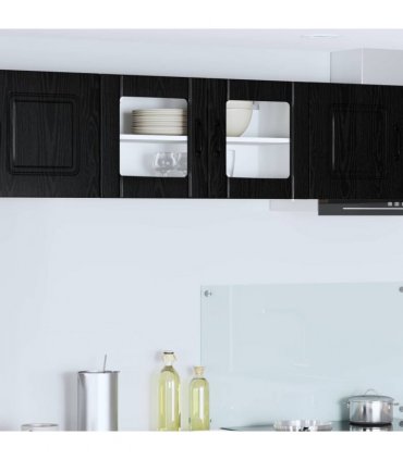 vidaXL Wall Glass Cabinet LUCCA Black Oak 80 x 31 x 40 cm — Model: 1x wall glass cabinet (2 doors)
