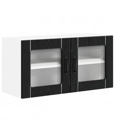 vidaXL Wall Glass Cabinet LUCCA Black Oak 80 x 31 x 40 cm — Model: 1x wall glass cabinet (2 doors)