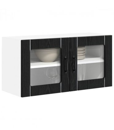 vidaXL Wall Glass Cabinet LUCCA Black Oak 80 x 31 x 40 cm — Model: 1x wall glass cabinet (2 doors)