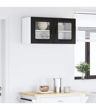 vidaXL Wall Glass Cabinet LUCCA Black Oak 80 x 31 x 40 cm — Model: 1x wall glass cabinet (2 doors)