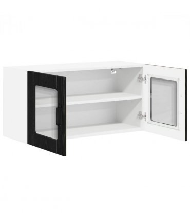 vidaXL Wall Glass Cabinet LUCCA Black Oak 80 x 31 x 40 cm — Model: 1x wall glass cabinet (2 doors)