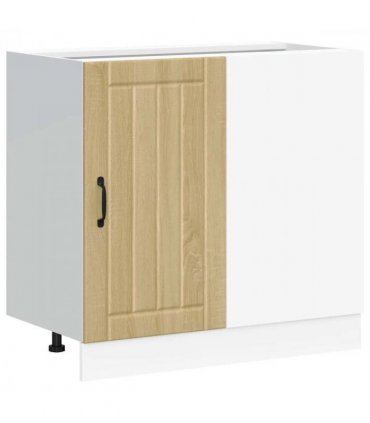 vidaXL Kitchen Base Cabinet Lucca Sonoma Oak Engineered Wood — Size: 86 x 46 x 81.5 cm, Model: 1x corner bottom cabinet (1 door)