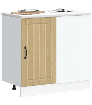 vidaXL Kitchen Base Cabinet Lucca Sonoma Oak Engineered Wood — Size: 86 x 46 x 81.5 cm, Model: 1x corner bottom cabinet (1 door)