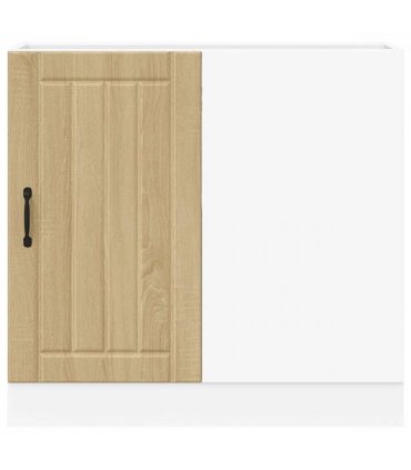 vidaXL Kitchen Base Cabinet Lucca Sonoma Oak Engineered Wood — Size: 86 x 46 x 81.5 cm, Model: 1x corner bottom cabinet (1 door)
