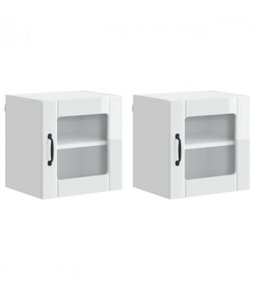 vidaXL Wall Glass Cabinet LUCCA 2 pcs High Gloss White 40 x 31 x 40 cm — Model: 2x wall glass cabinet (1 door)