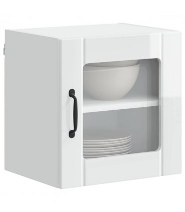 vidaXL Wall Glass Cabinet LUCCA 2 pcs High Gloss White 40 x 31 x 40 cm — Model: 2x wall glass cabinet (1 door)