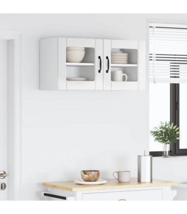vidaXL Wall Glass Cabinet LUCCA 2 pcs High Gloss White 40 x 31 x 40 cm — Model: 2x wall glass cabinet (1 door)