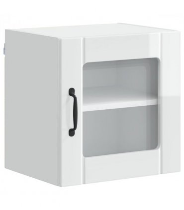 vidaXL Wall Glass Cabinet LUCCA 2 pcs High Gloss White 40 x 31 x 40 cm — Model: 2x wall glass cabinet (1 door)