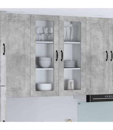 vidaXL Wall Glass Cabinet LUCCA Concrete Grey 80 x 31 x 100 cm — Model: 1x wall glass cabinet (2 doors)