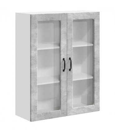 vidaXL Wall Glass Cabinet LUCCA Concrete Grey 80 x 31 x 100 cm — Model: 1x wall glass cabinet (2 doors)