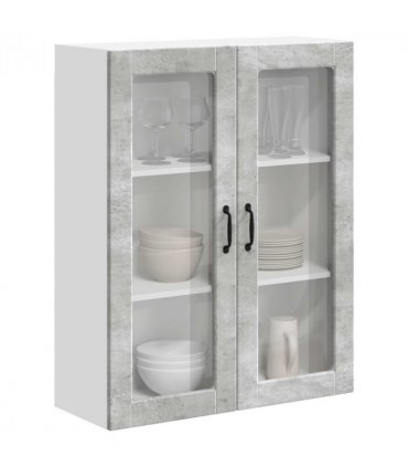 vidaXL Wall Glass Cabinet LUCCA Concrete Grey 80 x 31 x 100 cm — Model: 1x wall glass cabinet (2 doors)