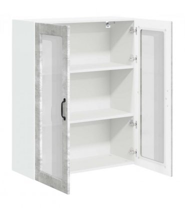 vidaXL Wall Glass Cabinet LUCCA Concrete Grey 80 x 31 x 100 cm — Model: 1x wall glass cabinet (2 doors)