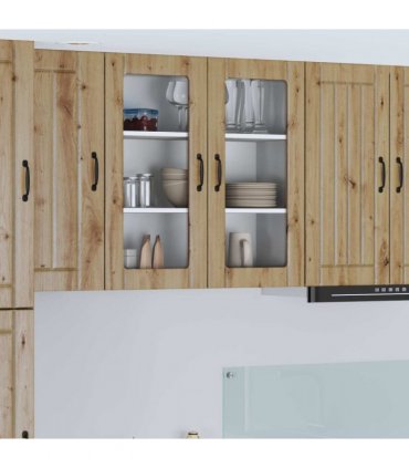 vidaXL Wall Glass Cabinet LUCCA Artisan Oak 80 x 31 x 80 cm — Model: 1x wall glass cabinet (2 doors)