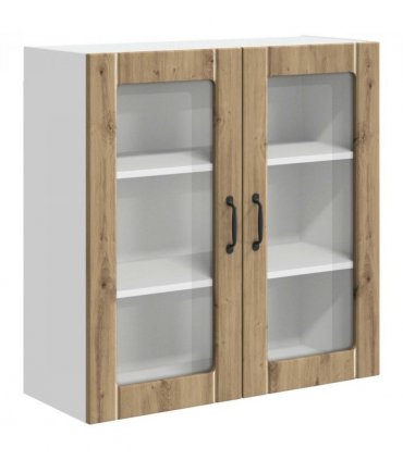 vidaXL Wall Glass Cabinet LUCCA Artisan Oak 80 x 31 x 80 cm — Model: 1x wall glass cabinet (2 doors)