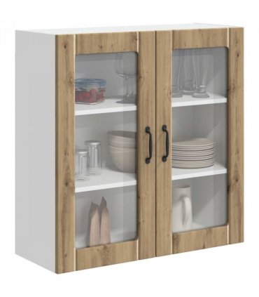 vidaXL Wall Glass Cabinet LUCCA Artisan Oak 80 x 31 x 80 cm — Model: 1x wall glass cabinet (2 doors)