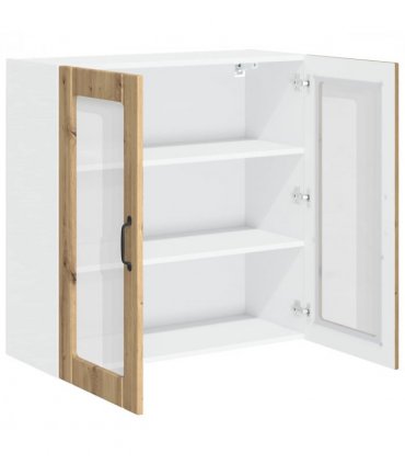 vidaXL Wall Glass Cabinet LUCCA Artisan Oak 80 x 31 x 80 cm — Model: 1x wall glass cabinet (2 doors)