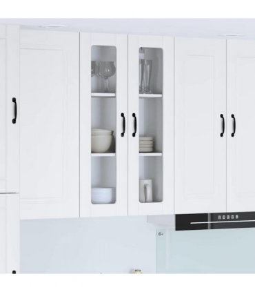 vidaXL Wall Glass Cabinet LUCCA White 60 x 31 x 100 cm Engineered Wood — Model: 1x wall glass cabinet (2 doors)