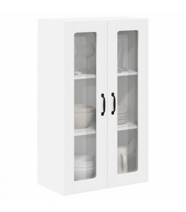 vidaXL Wall Glass Cabinet LUCCA White 60 x 31 x 100 cm Engineered Wood — Model: 1x wall glass cabinet (2 doors)